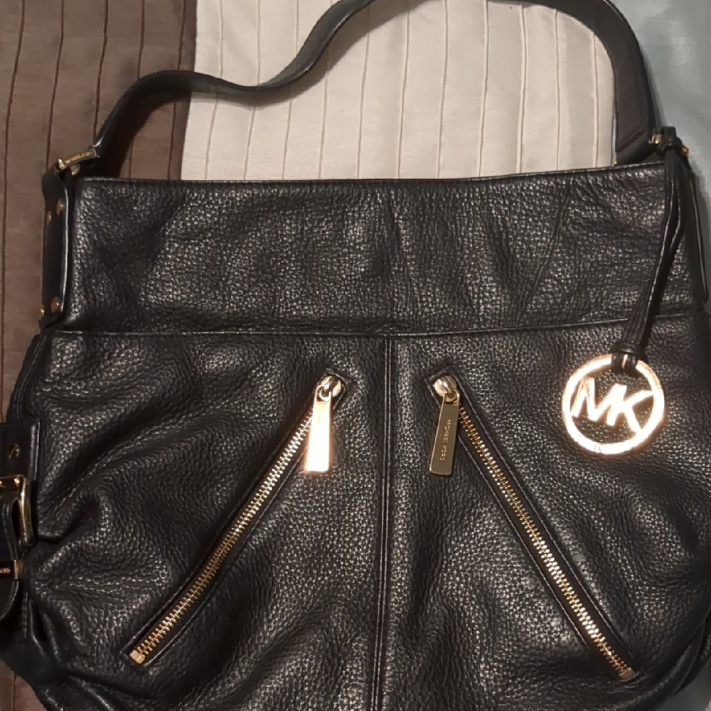 Michael Kors Black Pebbled Leather Shoulder Bag